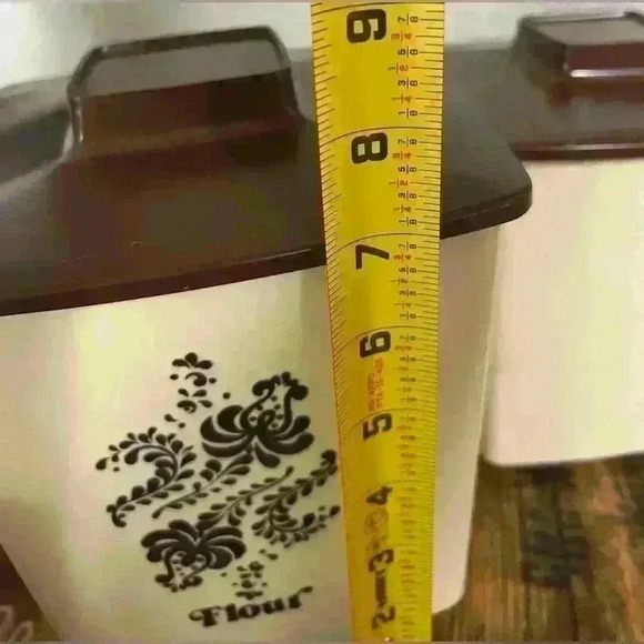 Vtg 4 Piece Kitchen Canister Set Plastic Square Nesting Beige Brown MCM Kitschy - Picture 8 of 11